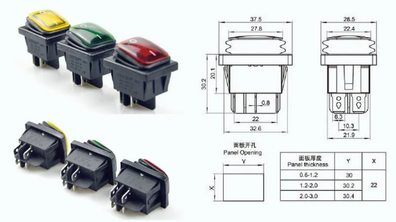 Kcd4 Waterproof Rocker Switch Dpst 4pin