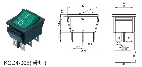 16A Dpst on-off Panel Mount Neon Illuminated Momentary Switch 4pins/6pins 2 Position Rocker Switch for Home Appliance (KCD4)