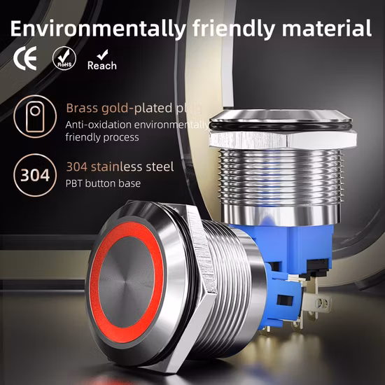 Wd 22mm 고전류 빛 없음 방수 금속 시작 푸시 버튼 스위치